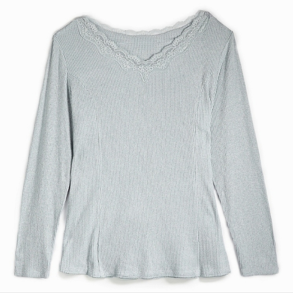 Maurices Light Gray Ribbed Long Sleeve Top 2x New
